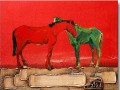 caballo sobre pinturas gruesas decorado original
